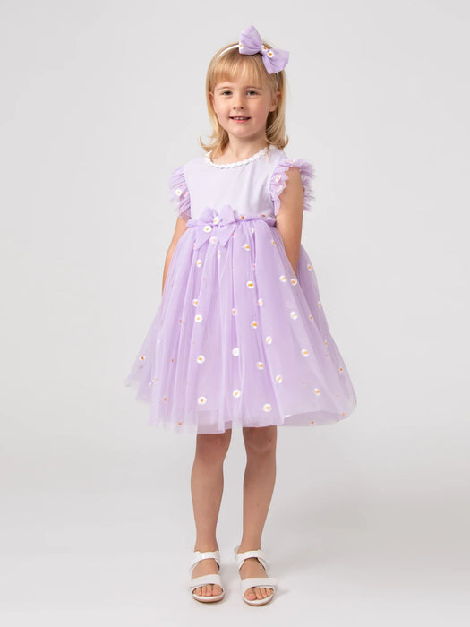 Caramelo purple daisy tulle dress - 0321177.