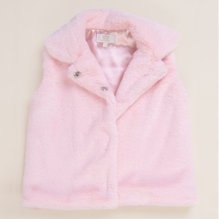 Caramelo girl's pink faux fur gilet - 0192119.