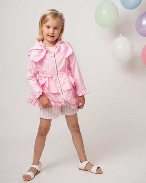 Caramelo girl's pink frilled coat - 262342.