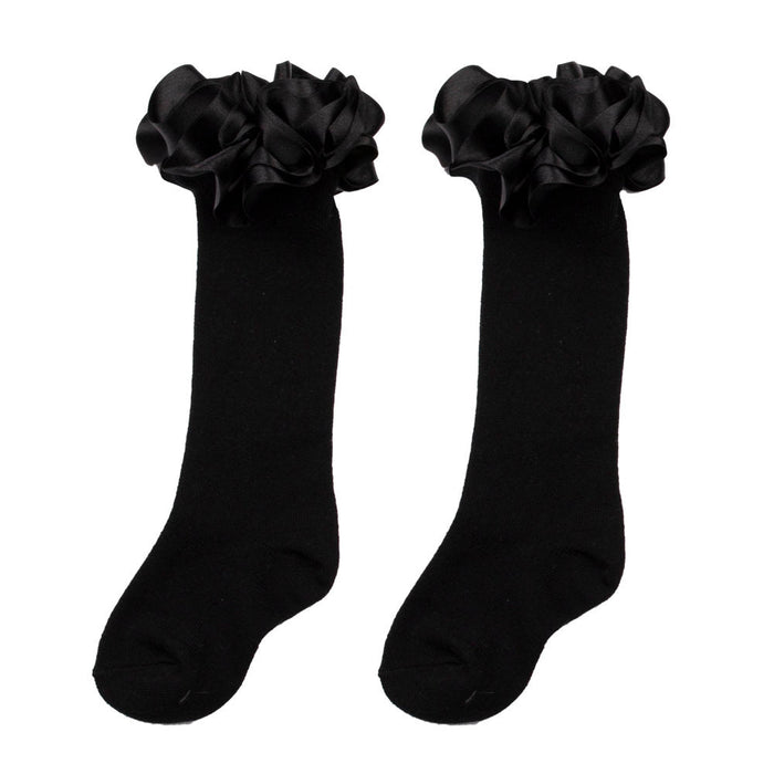 Caramelo Frilled Knee Socks Black - 044918.