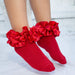 Caramelo Frilled Socks Red - 049.