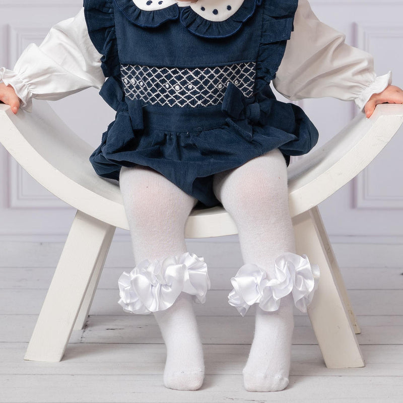 Caramelo Frilled Tights - White