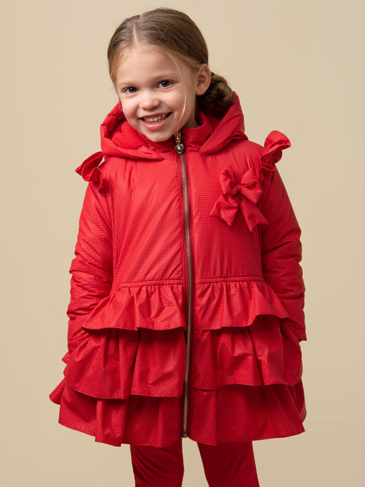 Caramelo girl's red ruffled coat - 262347.