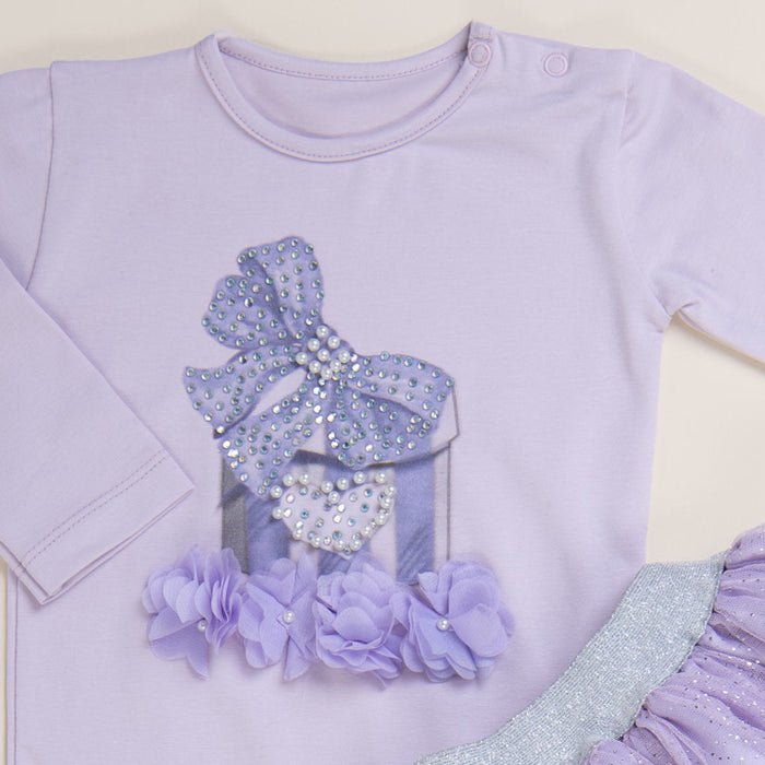 Baby girl's long sleeve lilac bodysuit.