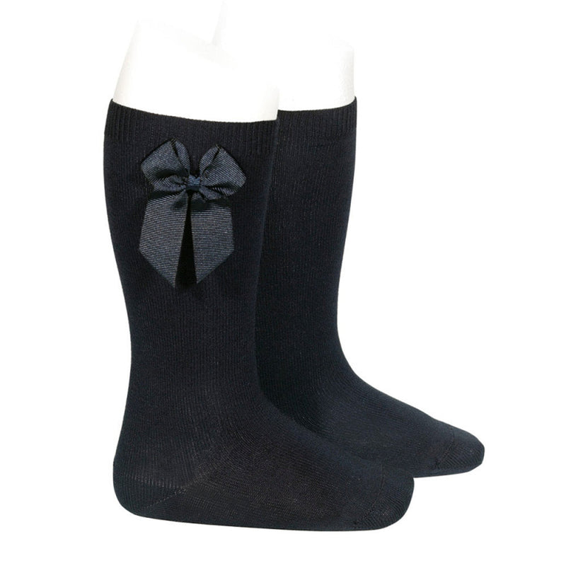 Condor girl's black bow socks - 24822.