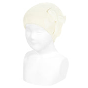 Condor girl's beige knitted bow hat - 50036.