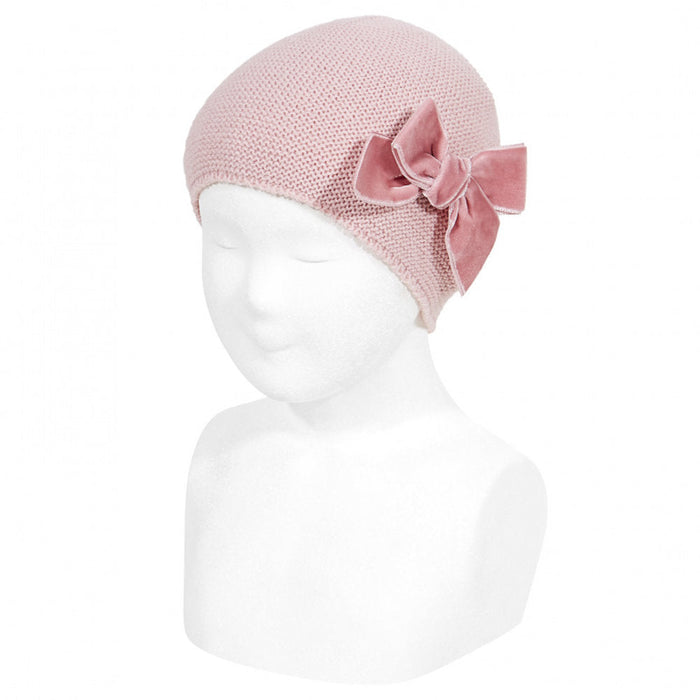 Condor girl's pink knitted bow hat - 50036.