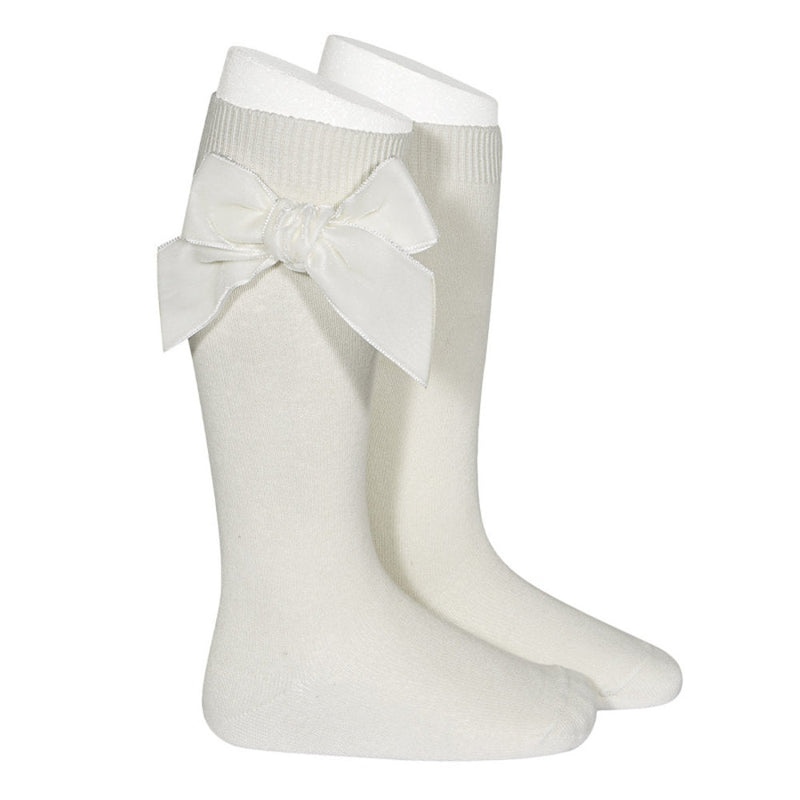 Condor beige velvet bow socks - 24892.