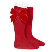 Condor red velvet bow socks - 24892.