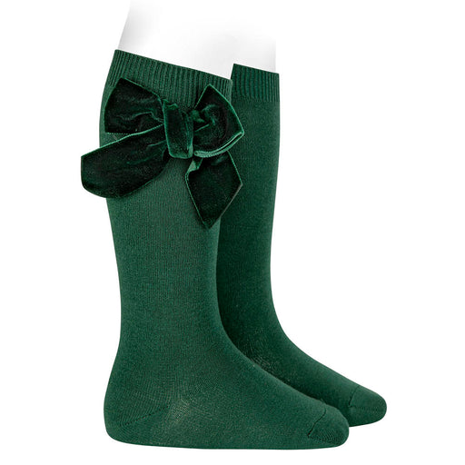 Condor green velvet bow socks - 24892.