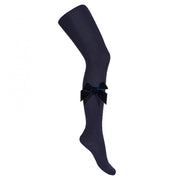 Condor navy velvet bow tights - 24891.