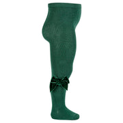 Condor green velvet bow tights - 24891.