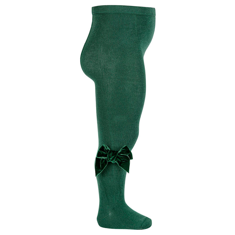 Condor green velvet bow tights - 24891.