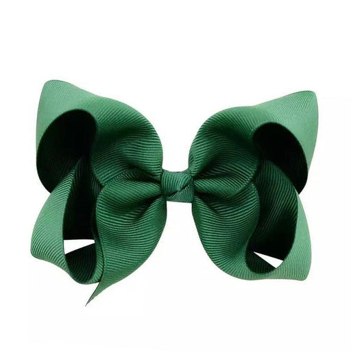 Girl's Ribbon Bow Clip - Dark Green