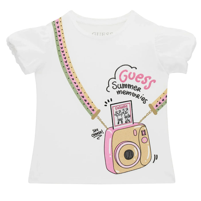 Guess white t-shirt with camera print.