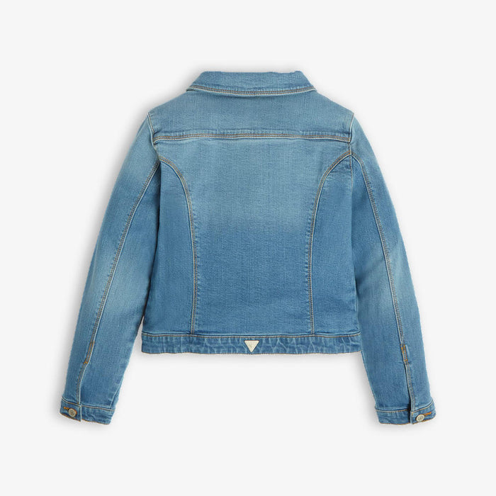 Reverse view of the Guess light blue denim jacket.
