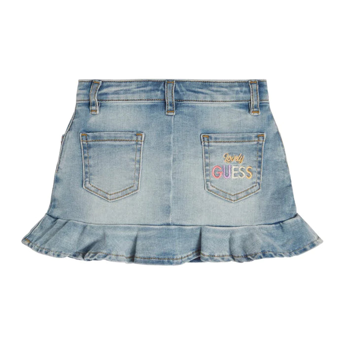 Reverse view of the Guess  denim skirt.