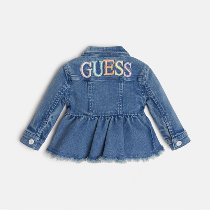 Reverse view of the Guess Frayed Denim Jacket.