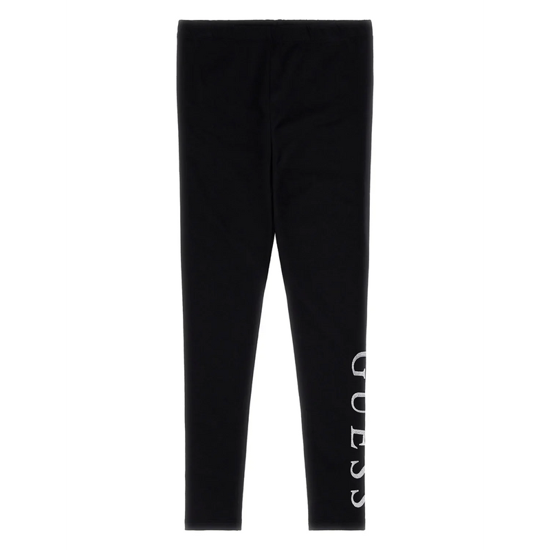 Guess girl's black glitter logo leggings - j93b11.