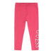 Guess girl's pink leggings with silver glitter logo.