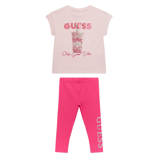 Guess pink glitter logo leggings set - k4gi24.