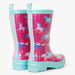 Reverse view of the Hatley Frolicking Unicorns Rain Boots