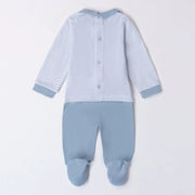 Back of the iDo blue striped leg warmer set.