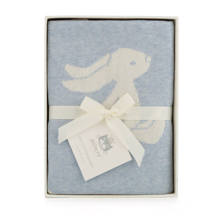 Jellycat Bashful Bunny Blue Blanket in a gift box