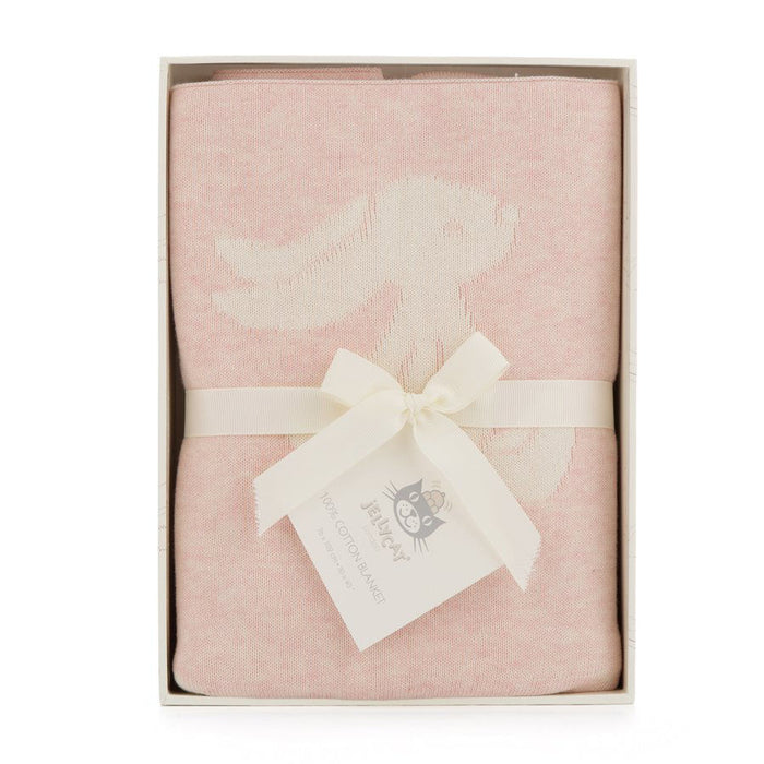 Jellycat Bashful Bunny Pink Blanket in cardboard gift box