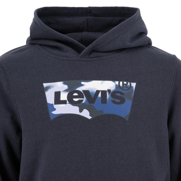 Levi's logo hoodie with blue and white camo batwing logo. 