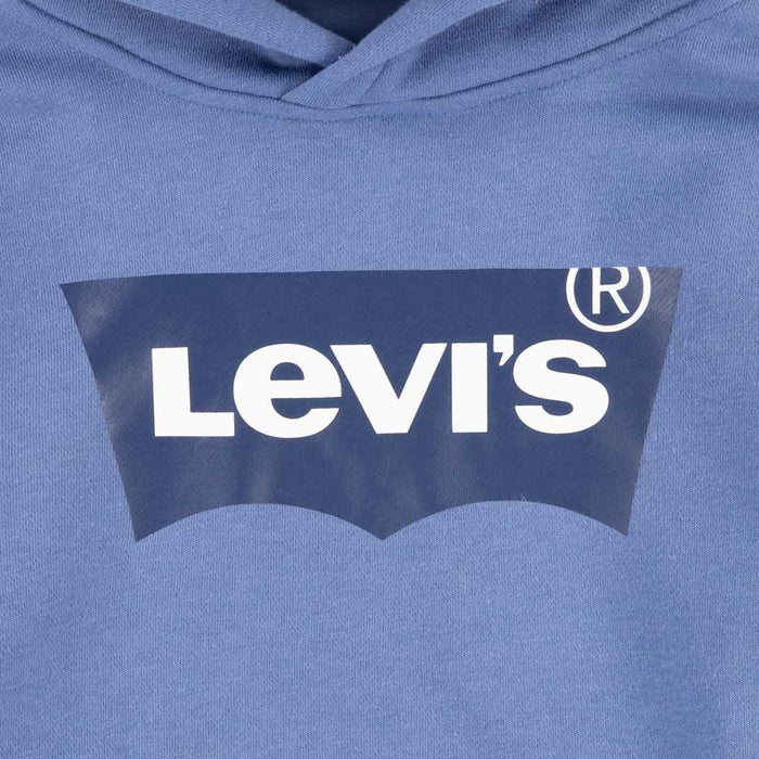 Levi's blue hoodie with navy batwing logo.