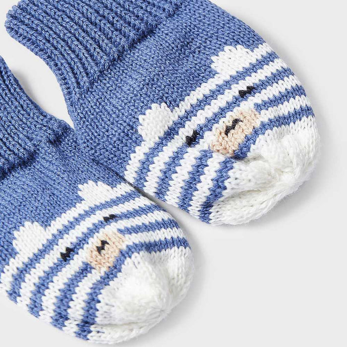 Mayoral blue and white baby mittens.