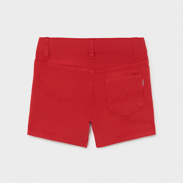 Reverse view of the Mayoral Boys Twill Shorts Red