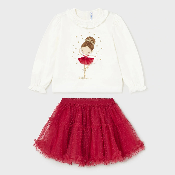 Mayoral red ballerina skirt set - 02006.