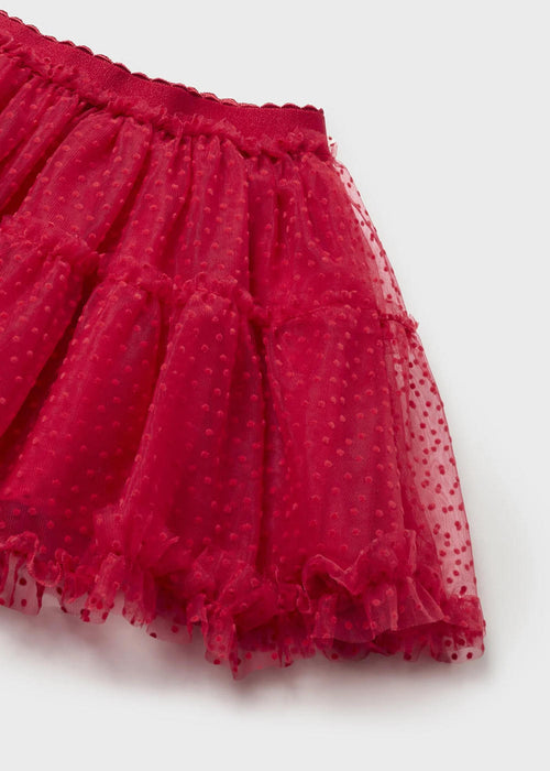 Baby girl's red tulle skirt.