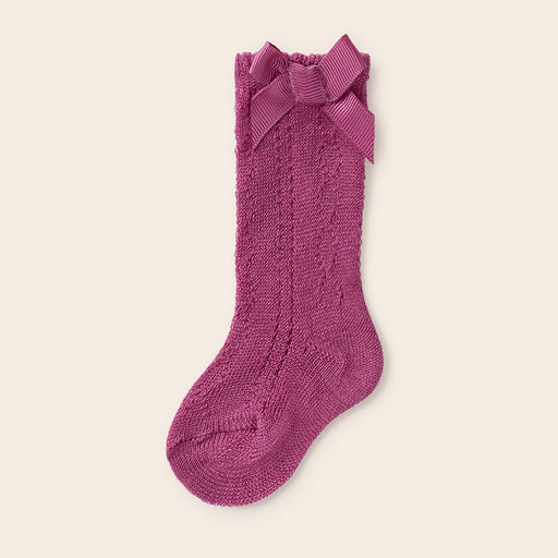 Mayoral dark pink bow stockings.