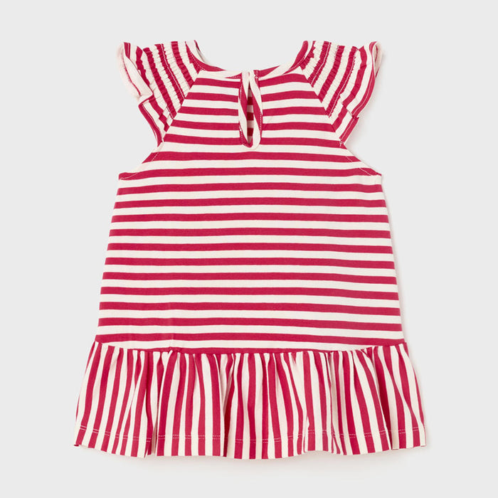 Reverse view of the Mayoral  candy stripe dress.