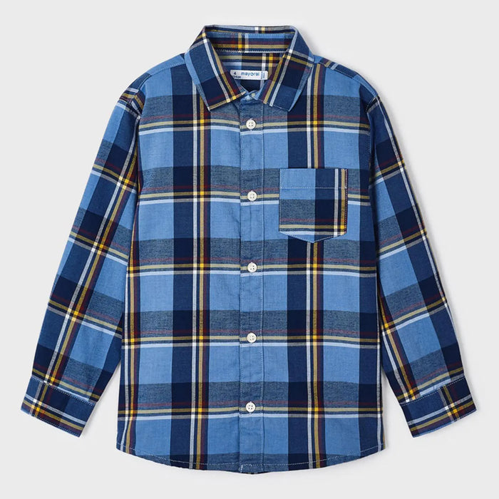 Mayoral boy's blue checked shirt - 04111.
