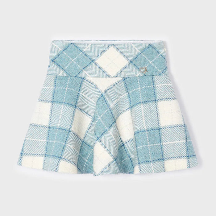 Mayoral girl's blue and white plaid skirt.