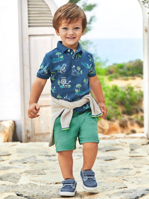 Baby boy wearing the Mayoral chino shorts.