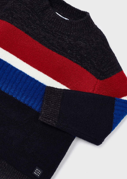 Closer look at the Mayoral navy colourblock sweater.