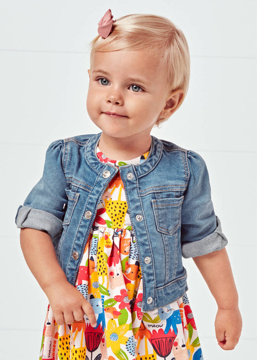 Baby girl wearing the Mayoral Baby Girl's Denim Jacket Blue