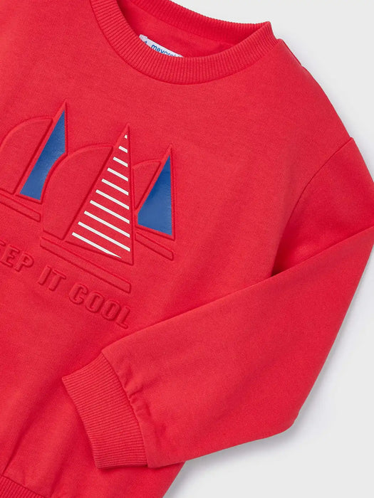 Closer view of the Mayoral embossed pullover.