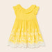 Mayoral embroidered dress in bright sunny yellow.
