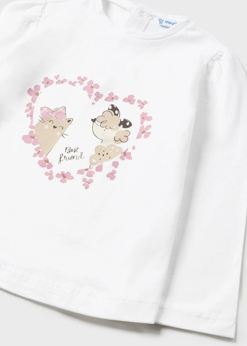 Baby girl's white top with best friends print on the chest.