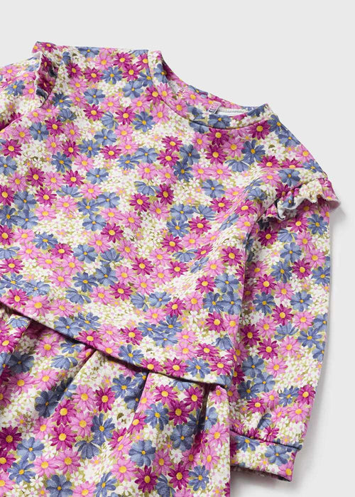 Closer look at the Mayoral pink floral dress.