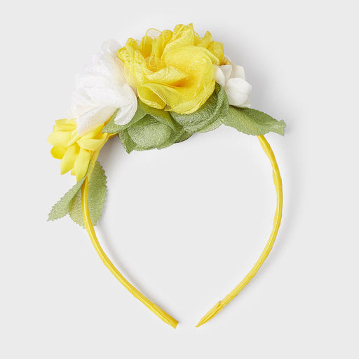 Mayoral floral headband in bright yellow.