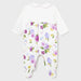Reverse side of the Mayoral white floral print babygrow.