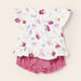 Reverse view of the Mayoral  floral print bloomer set.