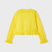 Rear view of the Mayoral yellow frilled cardigan.